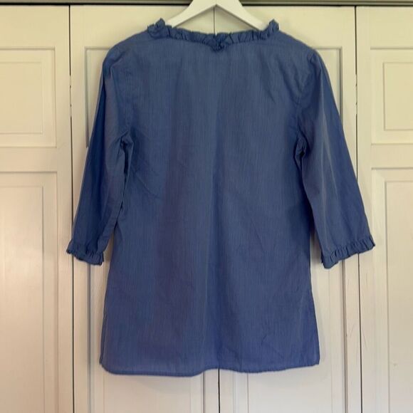 Sara Campbell Cotton ruffle neck popover blouse 8 - Picture 8 of 8